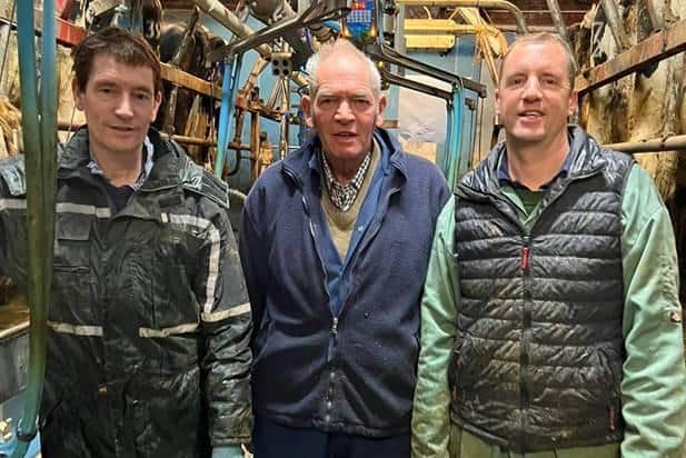 Mark (left) his brother Peter (right) and their dad Bill (middle) all work closely on the farm together.
