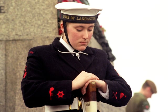 One of the young sea cadets pictured during the Remembrance Day service in Morecambe in 1997