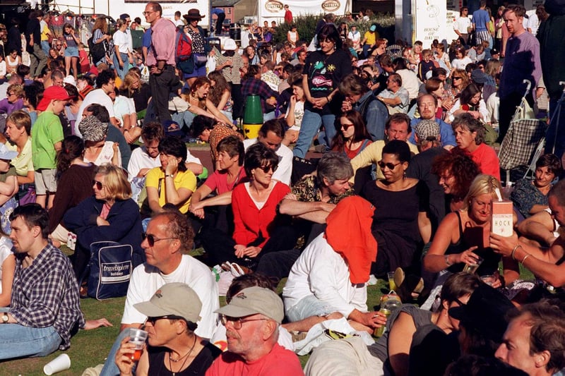 Thousands of people turn-up to see the acts at the Womad festival in Morecambe on Saturday. (1997). Picture by Michael White.
