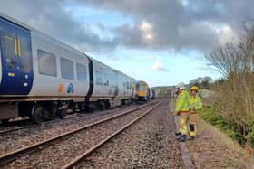 A train has derailed near Grange over Sands station blocking the line between Barrow and Lancaster.