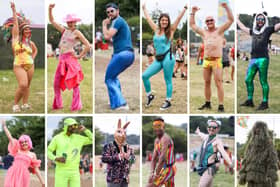 Colourful, wacky and stylish fashion choices on display during the second day at Glastonbury Festival 2022. Glastonbury, Somerset. 22 June 2022. 