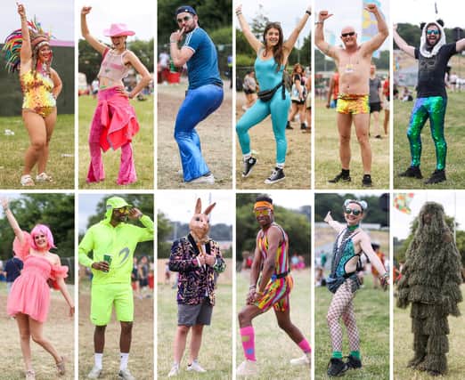Colourful, wacky and stylish fashion choices on display during the second day at Glastonbury Festival 2022. Glastonbury, Somerset. 22 June 2022. 