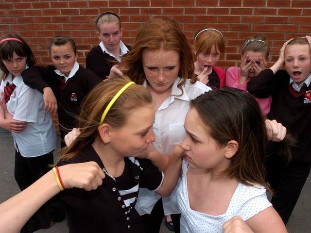 Morecambe High School's key stage 3 drama competition winners strike a pose for the camera. The team included Paige Johnson, aged 13; Sophie Butterworth, 13 and Katie Squirrell, 12, pictured front.