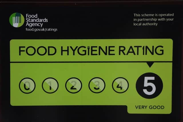 A Food Standards Agency rating sticker.