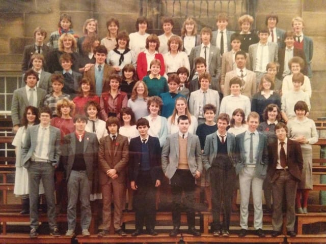 A group photo from Morecambe High School in the 1970s/1980s.