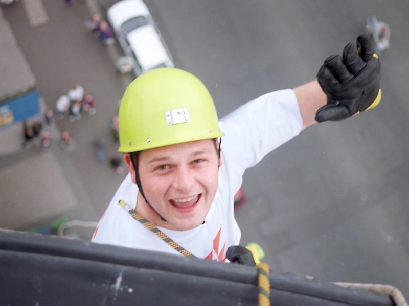 Paul Davies, one of five locals who abseiled down the Polo Tower in Morecambe to raise money for the local Blind Society.