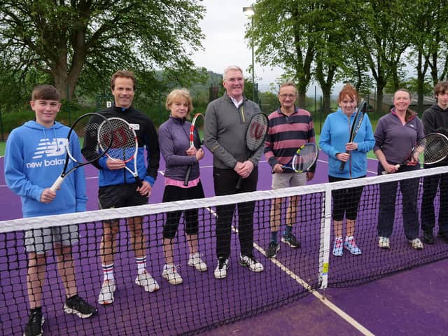 Some of the players including club chair Helen Bramley (third left).