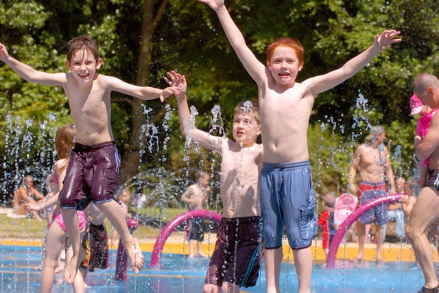 Happy Mount Park visitors David and Jacob Lever, aged 11 and eight, and Joe Grayson, eight, have fun in the water at Happy Mount Park splash pool in 2006.