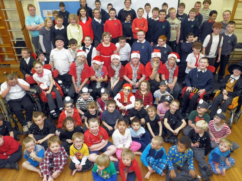 The cast of a Morecambe Road School Christmas production.