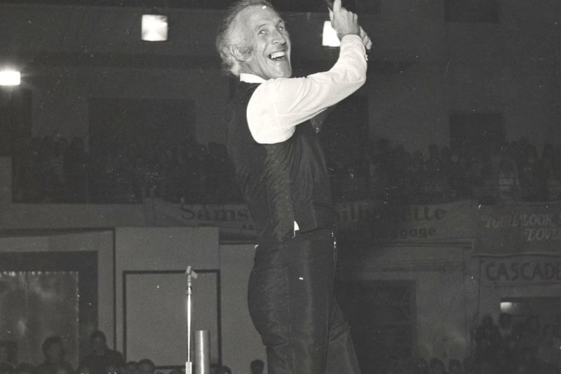 The late Sir Bruce Forsyth pictured at the switch-on of Morecambe Illuminations at the town's Super Swimming Stadium in 1970.