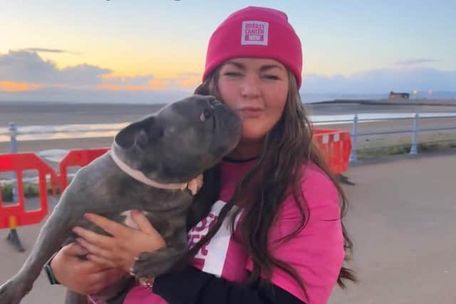 Zara Cowell on Morecambe promenade. She has set up a walking group for anyone affected by cancer.