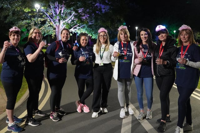 Lifelong friends met up from all over the world to take part in the Moonlight Walk together. Debbie, Eva, Jackie, Ellen and Joanne joined a group of local district nurses who had travelled from Scotland, Ireland and even as far as Bahrain.