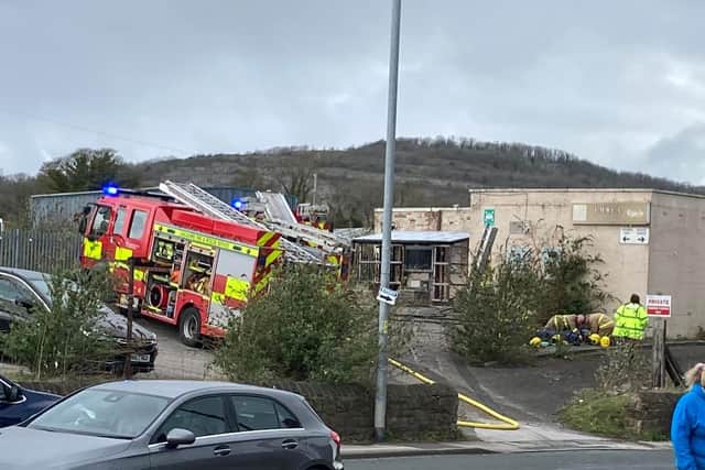 A quantity of waste went up in flames inside the former Railway Club in Carnforth.