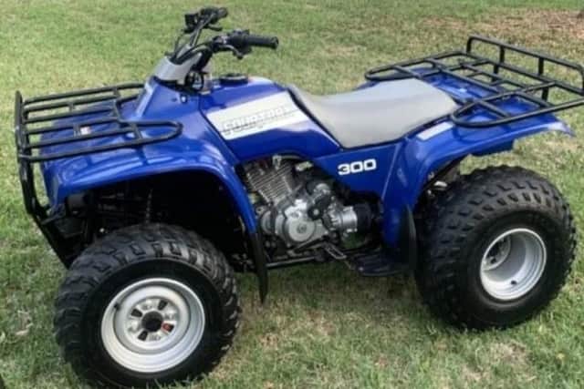 A Honda quadbike Fourtrax 300 in blue was stolen during a burglary at a farm near Lancaster.