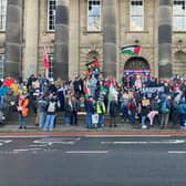 A recent Palestine protest in Dalton Square in Lancaster.