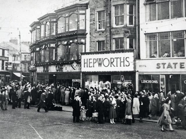 A view of Morecambe prom showing Queen Street and Hart's restaurant in the 1950s.