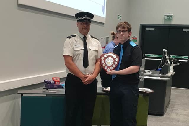 The John Miller Award was presented to Connor by local policing Inspector James Martin.