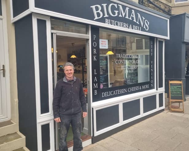 Nick Smith outside the butcher's shop he has helped to refurbish.