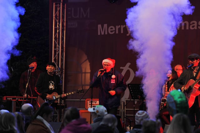 Festive fun at the Lancaster Christmas lights switch-on event, with entertainment on stage, headlined by band Toploader.