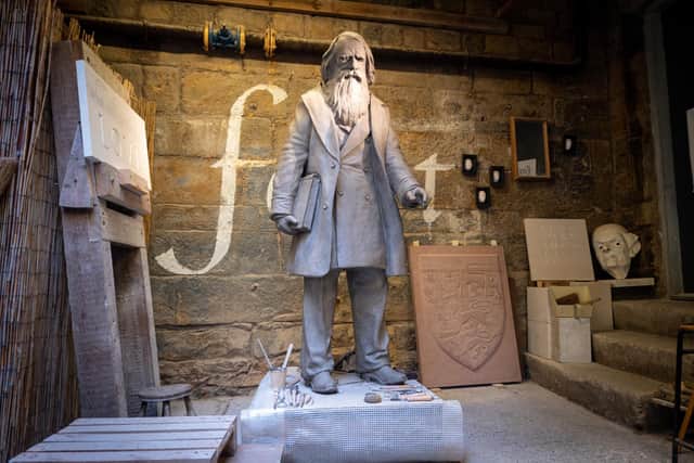 Lancaster sculptor Alan Ward has made a life size clay sculpture of the writer John Ruskin, who has a seat/view at Kirkby Lonsdale named after him - Ruskin's View. Photo: Kelvin Stuttard