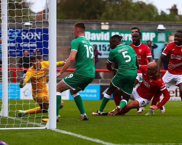 Farrend Rawson's goal gave Morecambe victory on the opening day of the season Picture: Jack Taylor