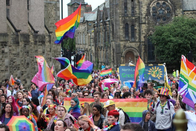 Rainbow flags turn Lancaster into a sea of colour.