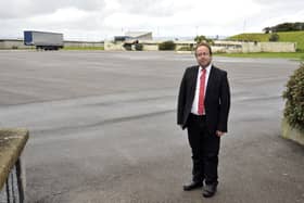 Coun Darren Clifford pictured on the site where Eden Project Morecambe will be built.