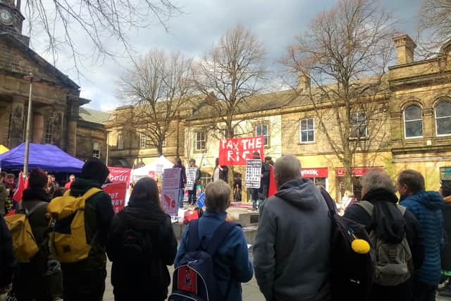 Lancaster residents protested against energy bills price rises in Market Square in Lancaster.