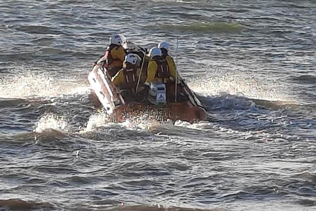 Morecambe lifeboat were called out to a boat sinking whilst on exercise.
