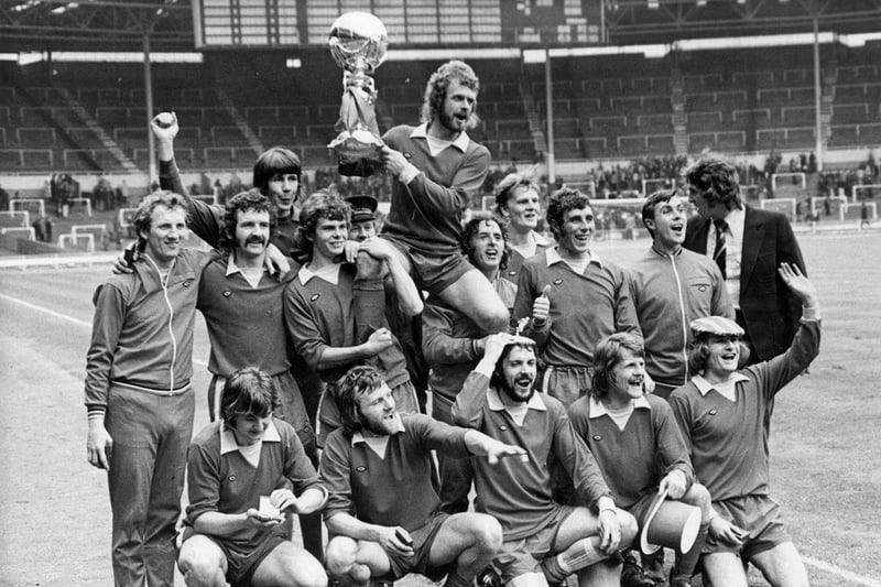 Morecambe FC winning the FA Trophy in 1974. Picture: Bob Baldwin.