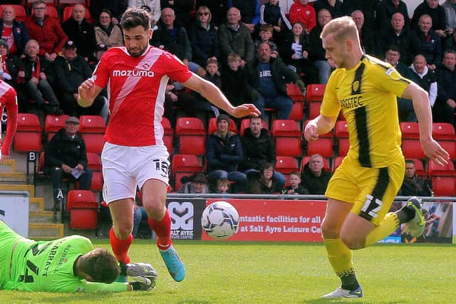 Adam Phillips was one of Morecambe's goalscorers against Burton Albion at the weekend