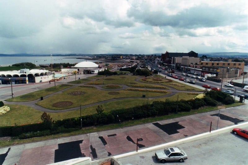 Morecambe promenade showing the garden areas. Date unknown.