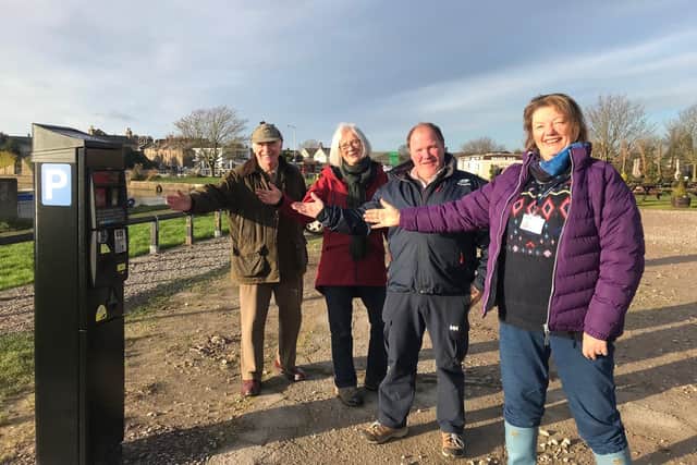 Pictured from left are David McGrath and Mary Smyth from Thurnham with Glasson Parish Council, David Lewis from Aquavista and Ellel ward councillor Sally Maddocks.