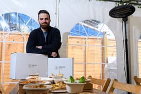 Isam Salah, founder of Misso Box, with some of the food prepared at the new Lancaster venue.