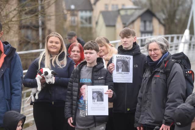 Friends and family of Daniel Hives meet up to search for him around Lancaster. His brother Robbie and friends have held a number of gatherings on the Millennium Bridge this year to raise awareness of Daniel's disappearance, including on his 29th birthday in March.