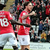 Oumar Niasse and Cole Stockton scored Morecambe's goals against Lincoln City Picture: Michael Williamson