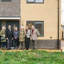 From left:  Kathy Beaton (Principal Housing Strategy Officer, Lancaster Council), Paul Mayo (Senior Construction Manager, Terra Nova Developments), Coun Sandra Thornberry, Coun Robert Redfern, new resident Jenny Keane, Helen Spencer (Executive Director of Growth, Great Places) Coun Caroline Jackson (Deputy Leader and Cabinet Member for Housing & Homelessness, Lancaster City Council) and Coun Martin Gawith.