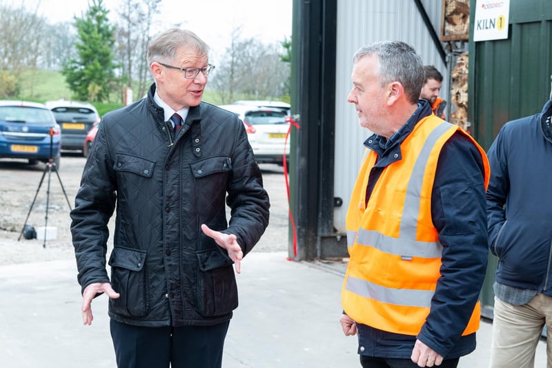 Morecambe MP David Morris is shown around Logs Direct by director Stephen Talbot.
