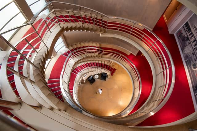 The famour spiral staircase inside the Midland Hotel in Morecambe. Photo: Tracey Bloxham
