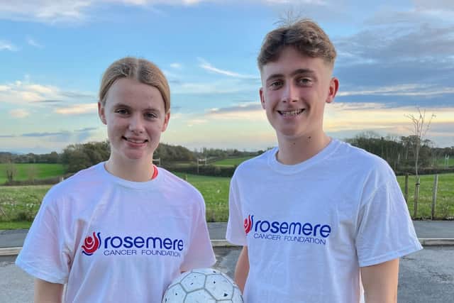 Holly and Jack Tickle, who are taking on a charity keepy-uppy challenge throughout November