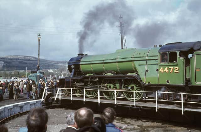 Flying Scotsman’ c1974, at Carnforth, Lancashire, by Eric Treacy. National Railway Museum.
