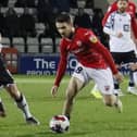 Dan Crowley in possession during Morecambe's win on Tuesday night Picture: Ian Lyon