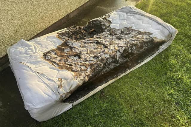 Luckily the fire was contained to a mattress which was removed from the property.