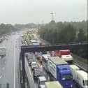 The scene on the M6 southbound near junction 31a (Haighton)