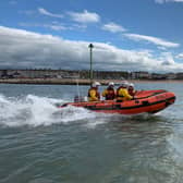 Morecambe Lifeboat was called out to rescue two people thought to be cut off by the tide at Half Moon Bay Heysham. Picture courtesy of Morecambe Lifeboat.