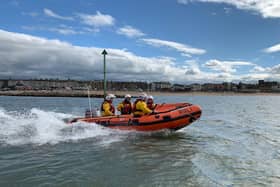 Morecambe Lifeboat was called out to rescue two people thought to be cut off by the tide at Half Moon Bay Heysham. Picture courtesy of Morecambe Lifeboat.