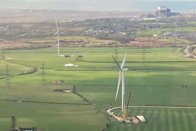 Wind turbines near Heysham.