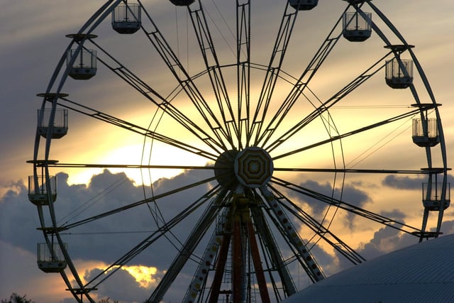 The Big Wheel was introduced as a new attraction at Frontierland fairground, along with a number of other rides, in a bid to boost dwindling visitor numbers to the theme park. The 150-foot wheel is pictured above silhouetted against a striking sunset in Morecambe shortly after its arrival in the town. But its success as a draw to the park was short lived when the decision was made to take it down following complaints from neighbours who said people on the ride could see into their homes.