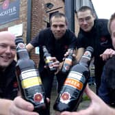 Lancaster Brewery drayman Matt Jackson, bottle and export manager Elvin Willgrass, head brewer Will Pammenter and assistant brewer Craig Stevens with new bottled beers.