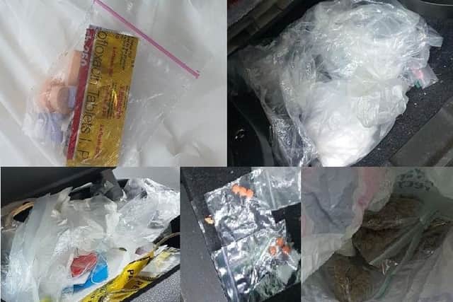 Drugs seized by police after a car was stopped at Forton services on the M6 near Lancaster. Picture from Lancashire Police.